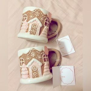 Peppermint and Pine Gingerbread House Mug Set of 2